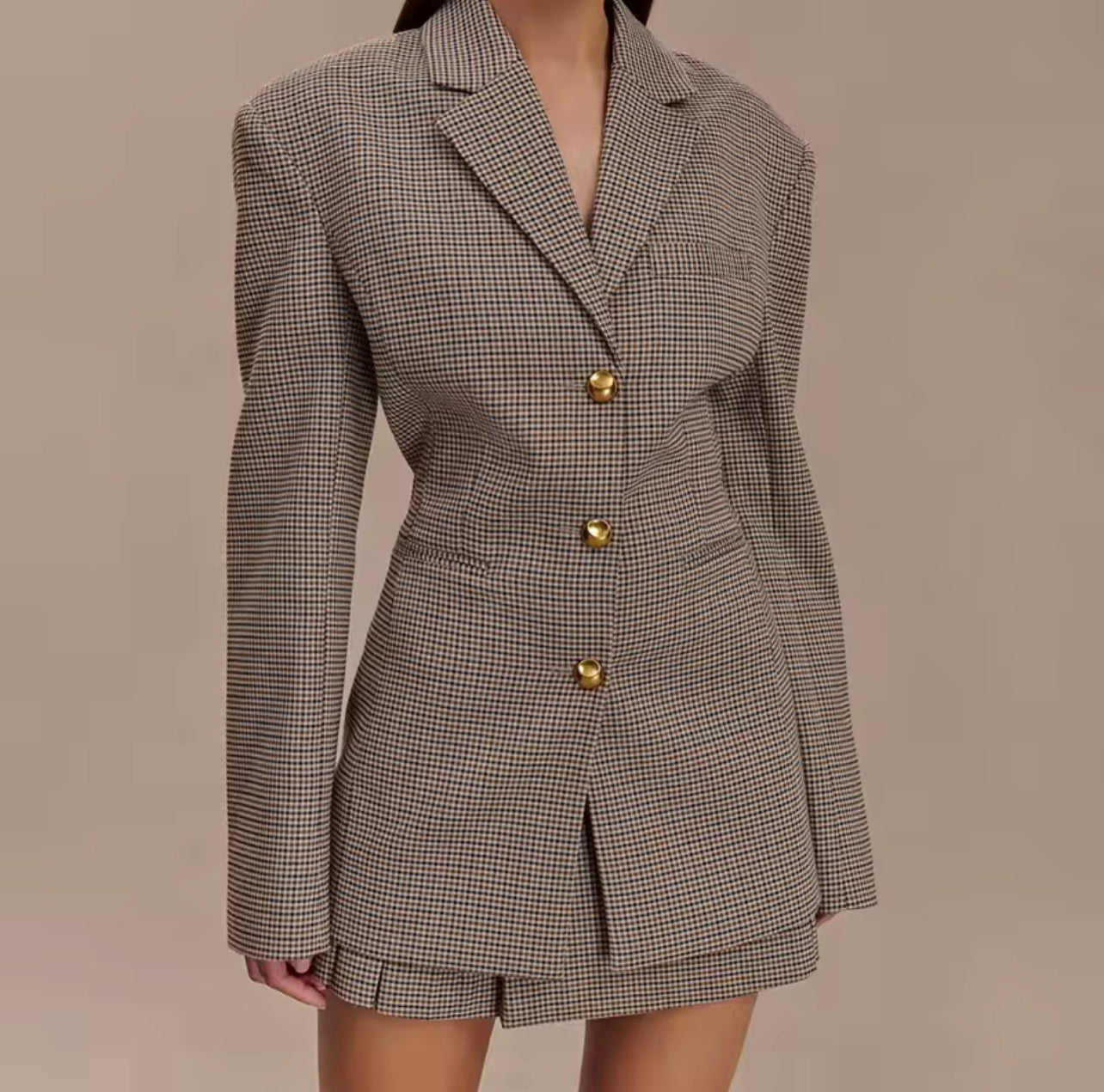 Selena Houndstooth Elegance Blazer