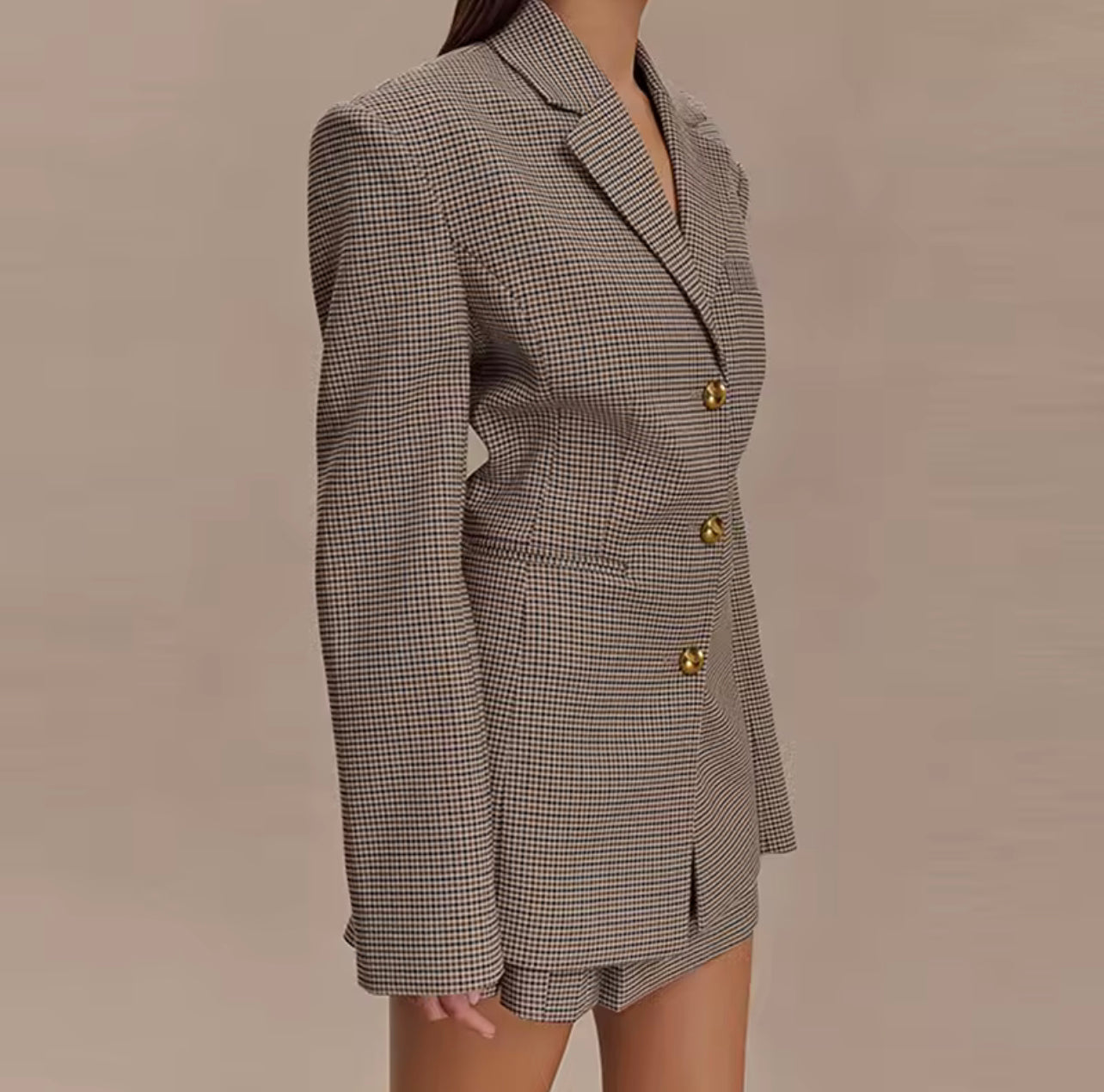 Selena Houndstooth Elegance Blazer