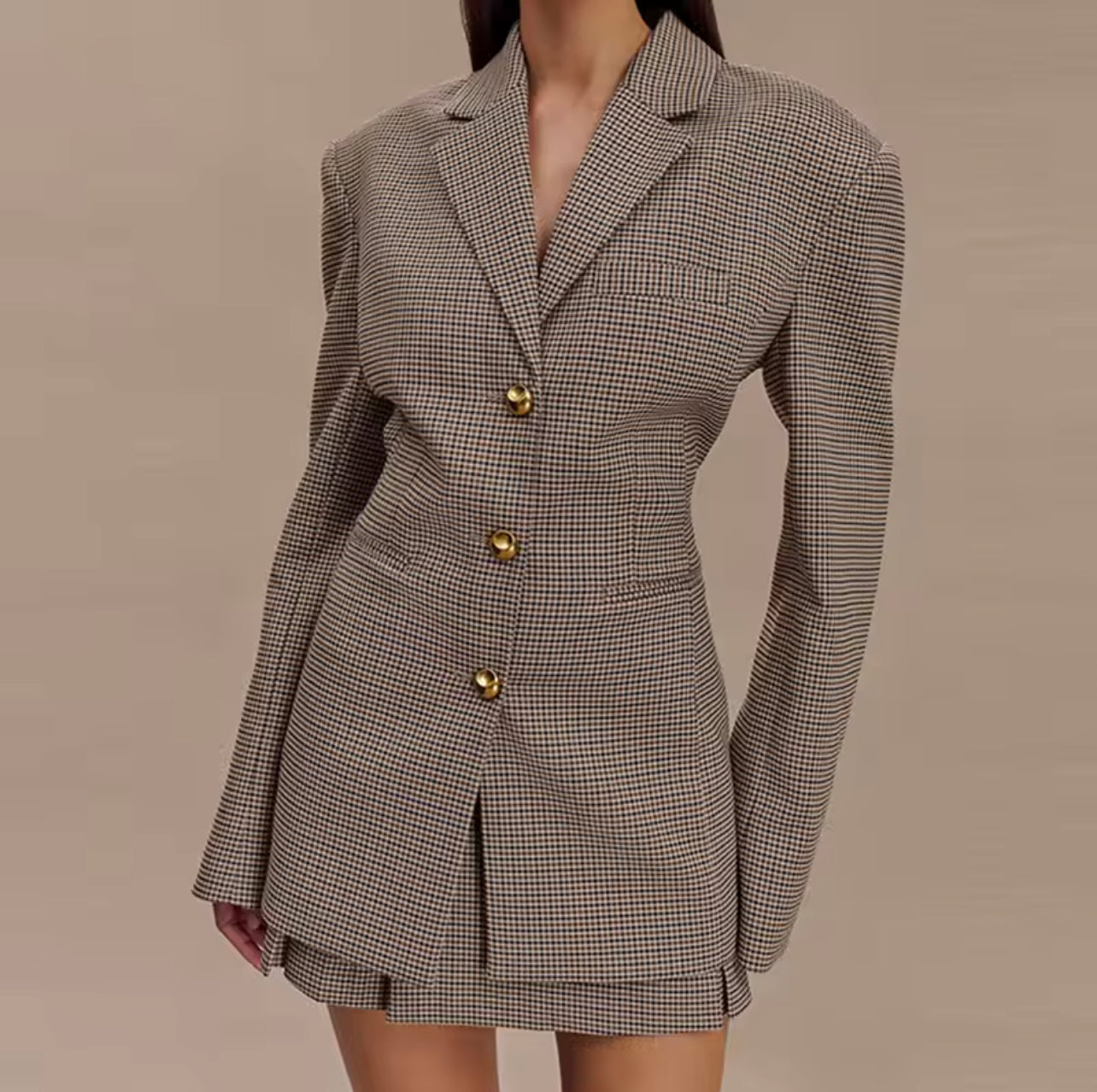 Selena Houndstooth Elegance Blazer