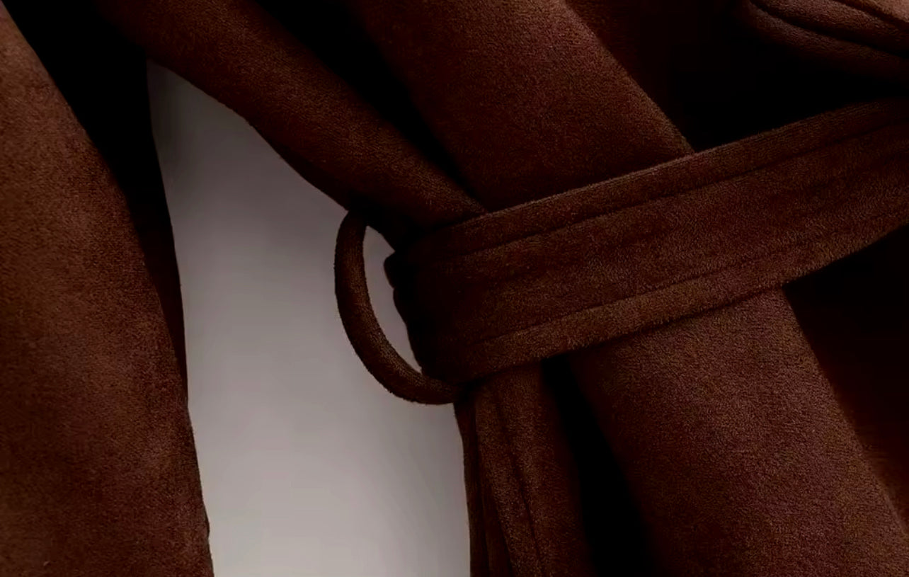 Suede jacket with belt