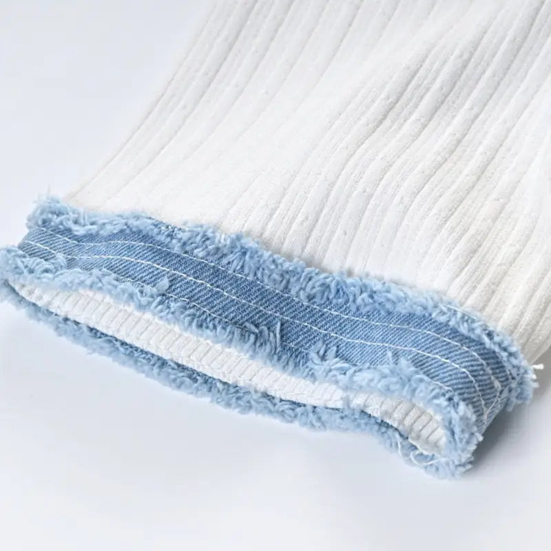 Patchwork Denim Strickkleid