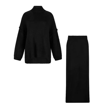Strick-Set aus Pullover & Rock