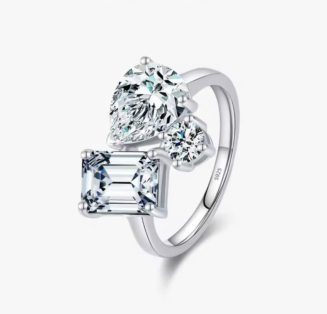 Ariana Sterling Silver Geometric Zirconia Ring