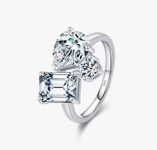 Ariana Sterling Silver Geometric Zirconia Ring
