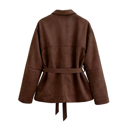 Suede jacket with belt