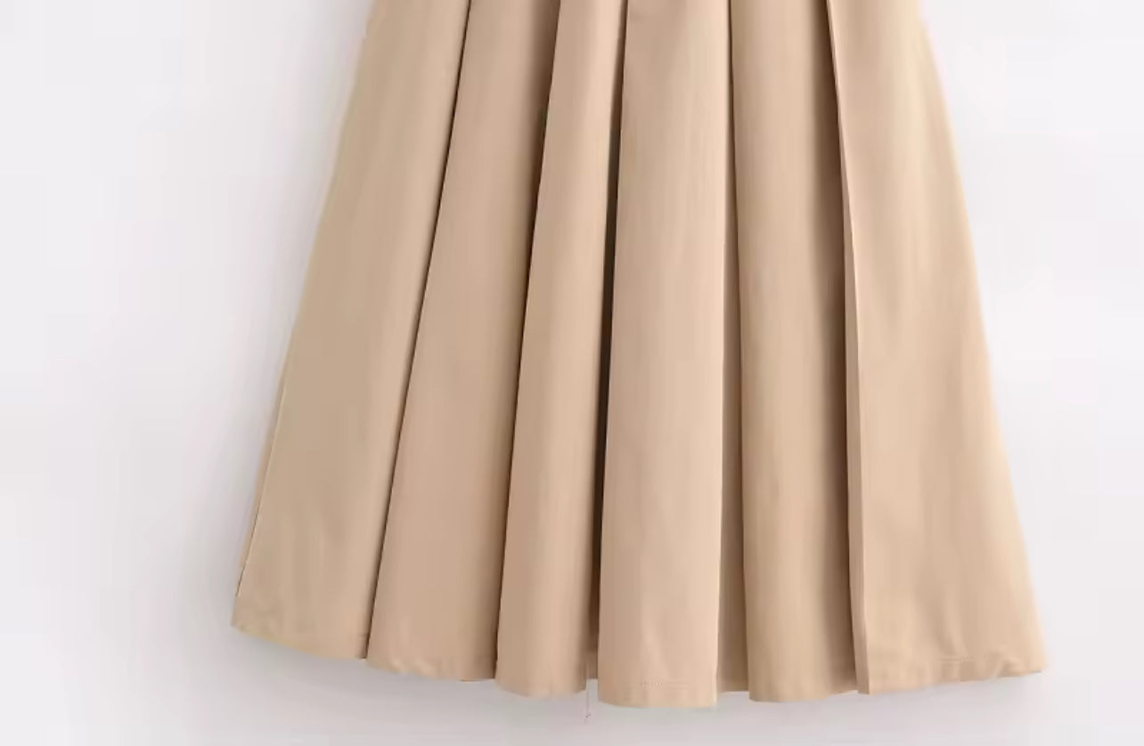 Plissee Midi Kleid mit Gürtel