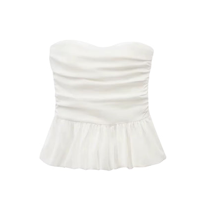 Süßes Off-Shoulder Set – Wellenkante & Plissee-Design