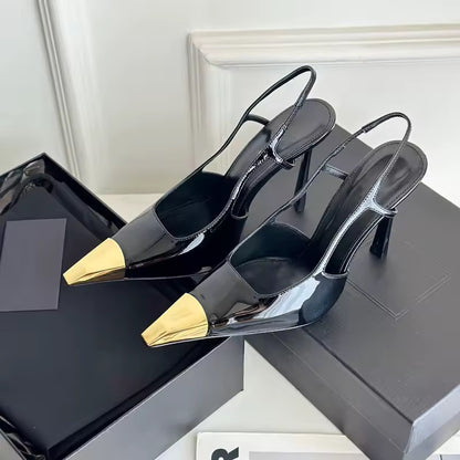 Patchwork Gold-Schwarz High Heels