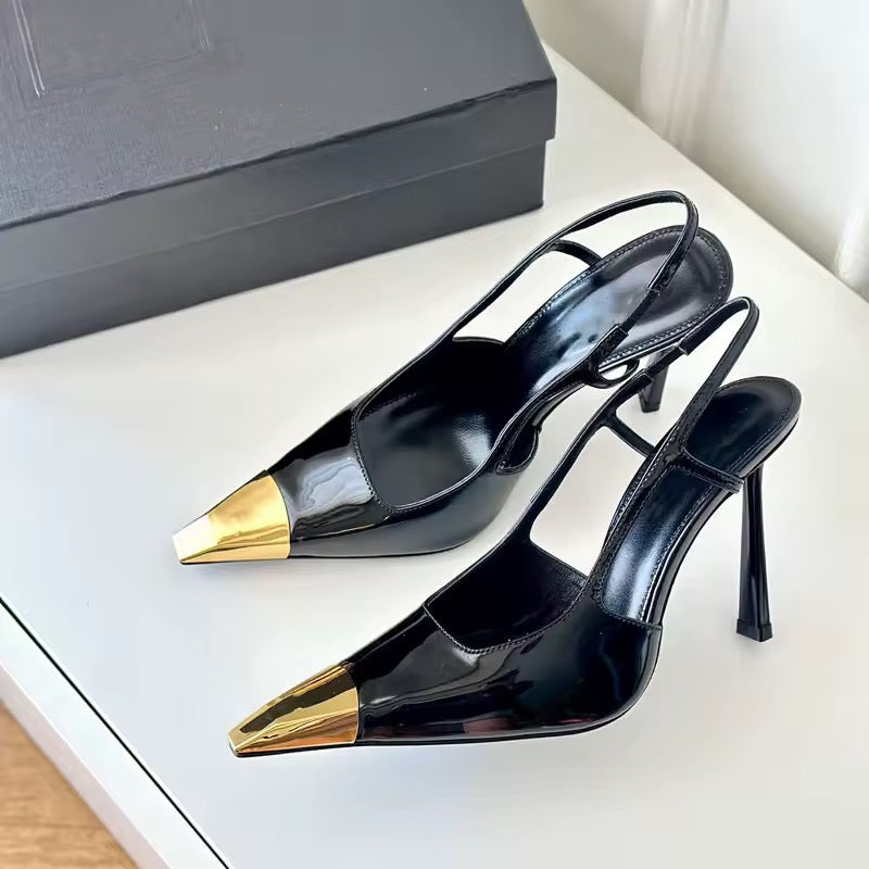 Patchwork Gold-Schwarz High Heels