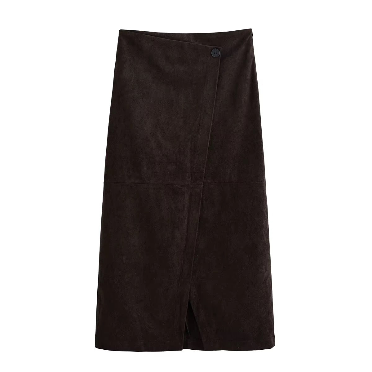Élodie Suède – Asymmetrischer Damen Wickelrock im Wildleder-Look