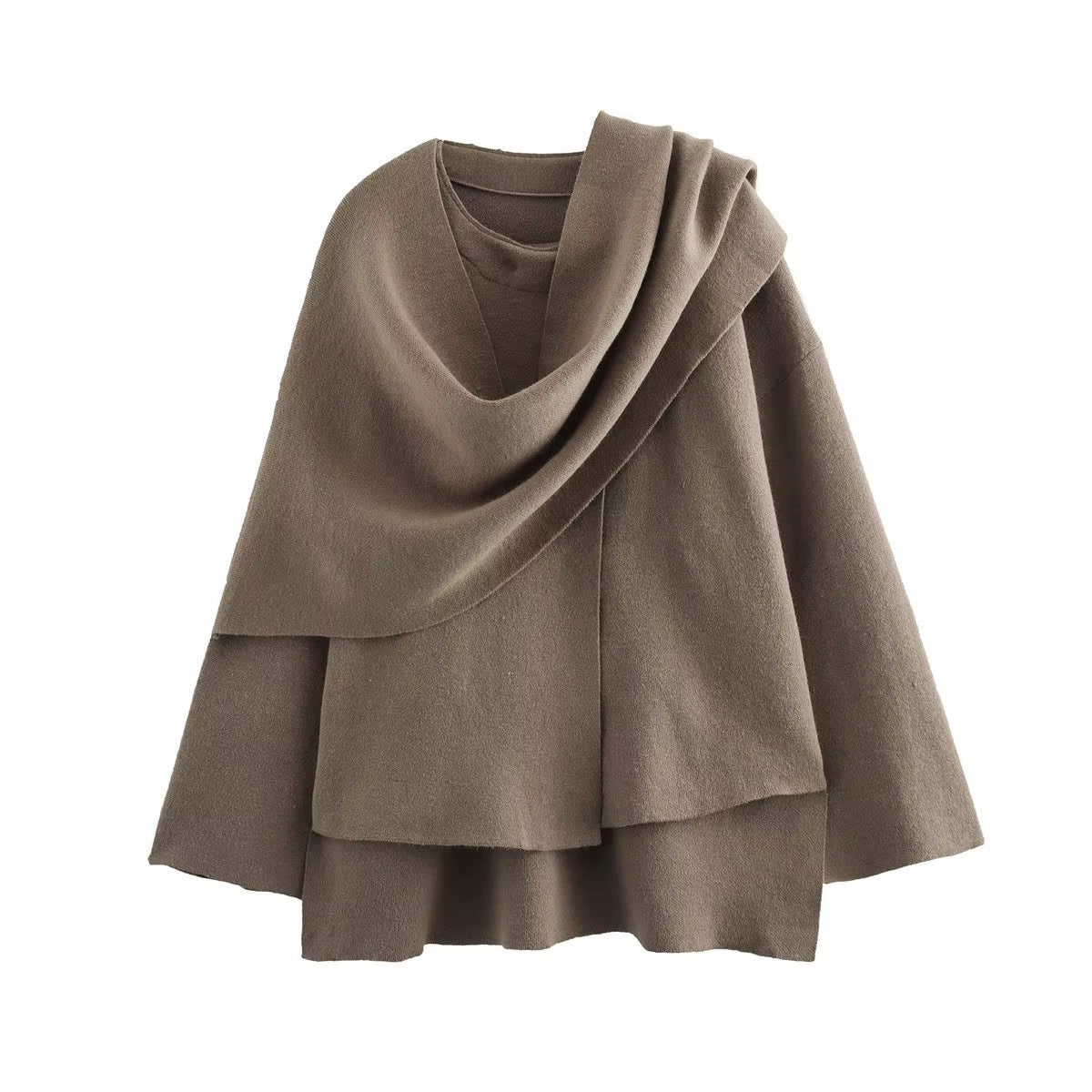 Élodie Écru – Damen Strickmantel mit Schalkragen