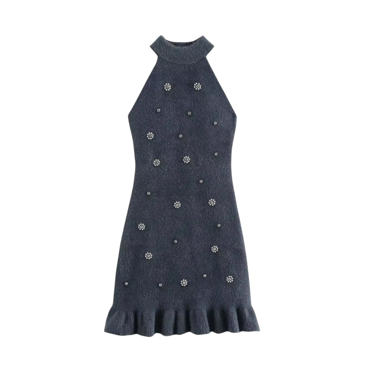 Luxury Pearl – Kunstpelz Kleid mit Perlen-Deko