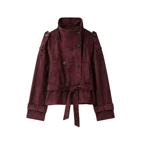 Damen Wildlederjacke mit Gürtel