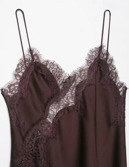 Sally Satin Spitzen Kleid