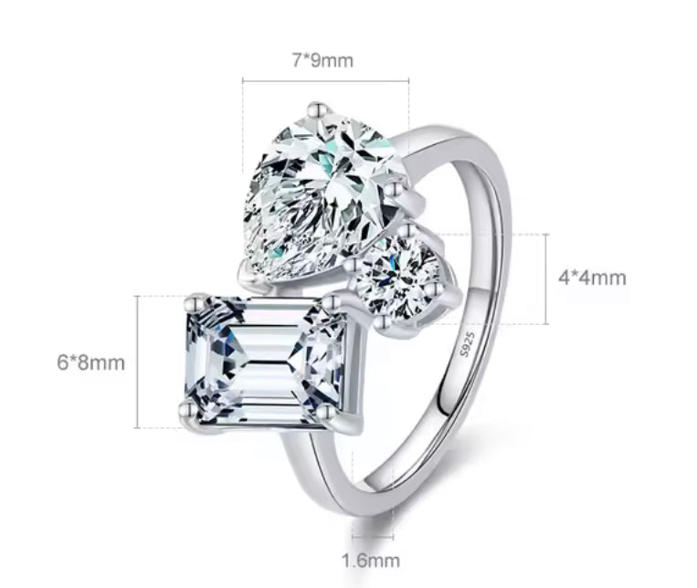 Ariana Sterling Silver Geometric Zirconia Ring