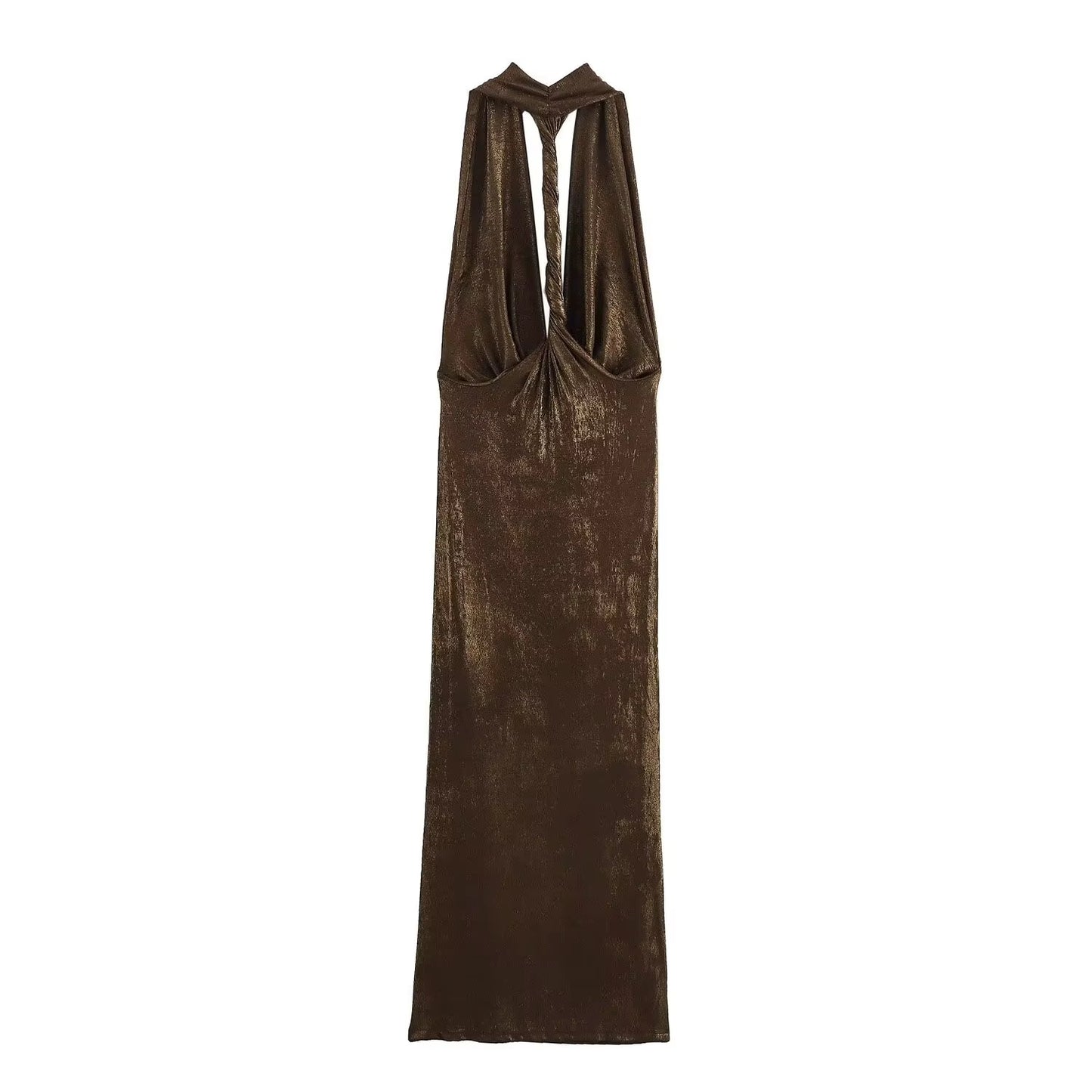 Lumière – Damen Metallic Maxikleid Rückenfrei