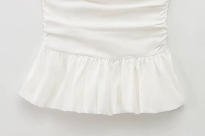 Süßes Off-Shoulder Set – Wellenkante & Plissee-Design