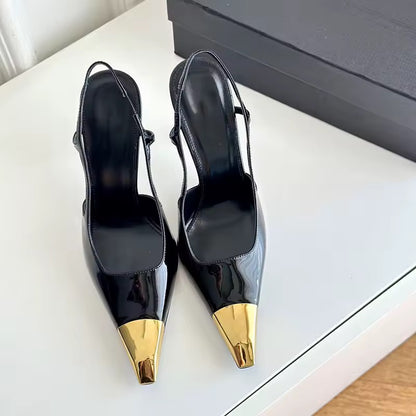 Patchwork Gold-Schwarz High Heels
