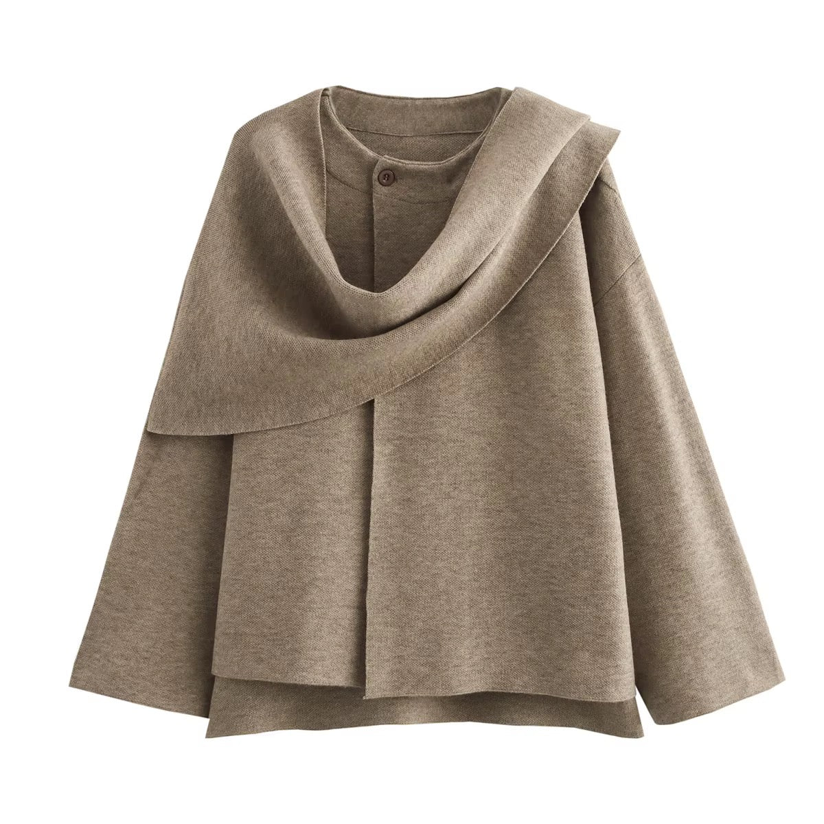 Élodie Écru – Damen Strickmantel mit Schalkragen