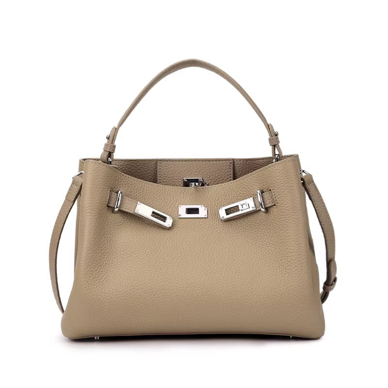 Amélie Rosé – Damen Handtasche aus Echtleder mit Schulterriemen
