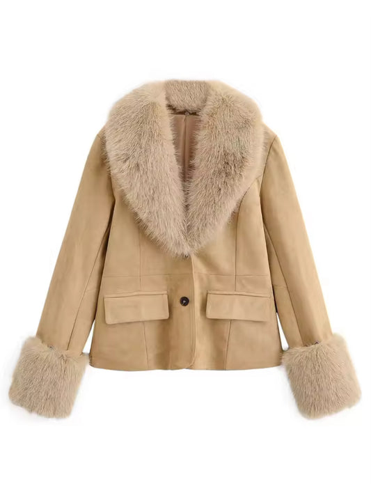 Serena Mantel mit Fellkragen