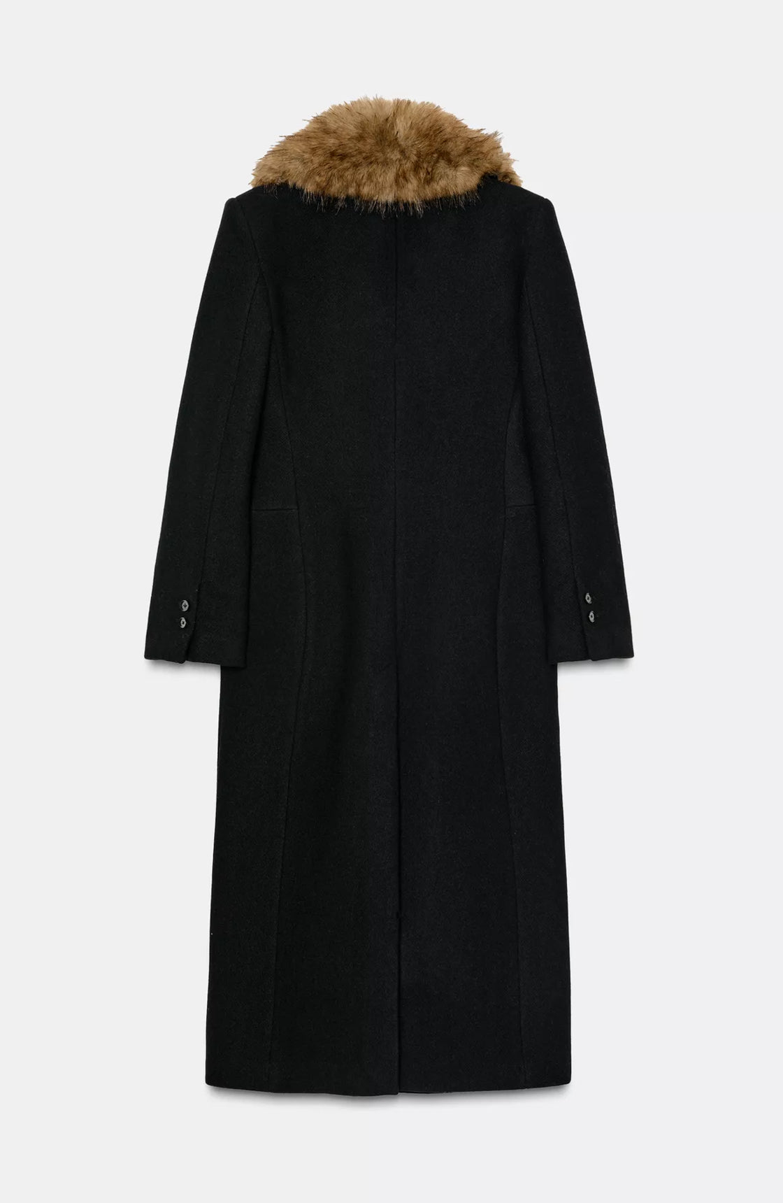 Taillierter Chapelle Mantel mit Kunstfellkragen