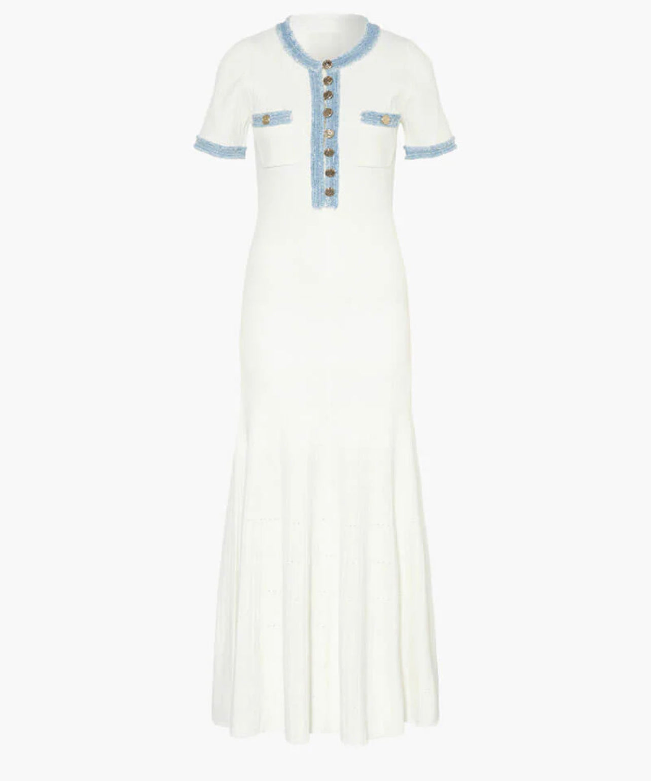 Patchwork Denim Strickkleid