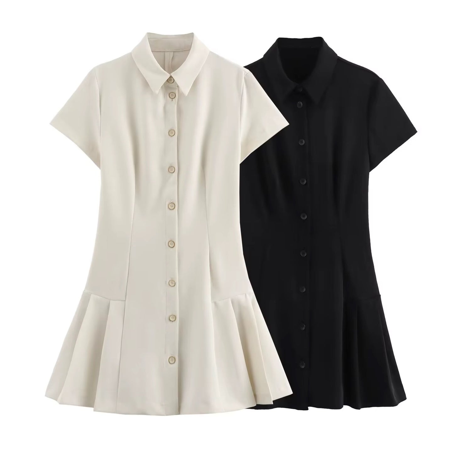 Élise Paris – Damen Hemdkleid Mini Kurzarm