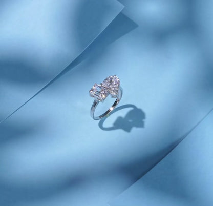 Ariana Sterling Silver Geometric Zirconia Ring